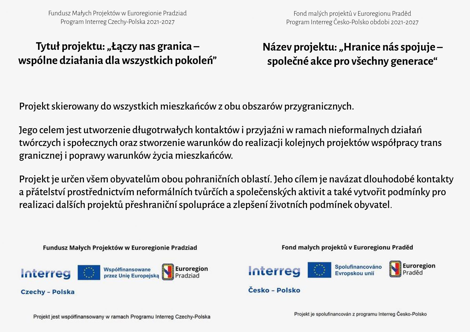 Plakat projektu Łączy nas granica